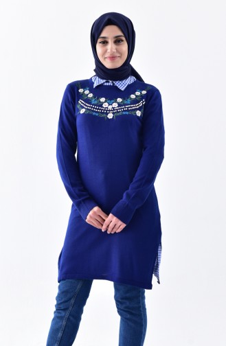 Embroidered Pearls Tricot Tunic 5066-03 Saks 5066-03