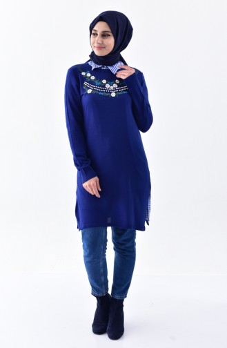 Embroidered Pearls Tricot Tunic 5066-03 Saks 5066-03