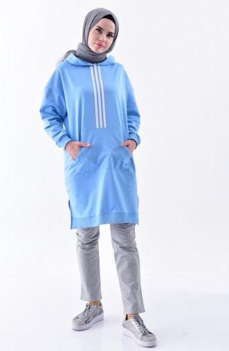 Sweatshirt mit Tasche 9004-03 Baby Blau 9004-03