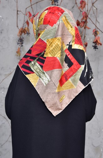 Patterned Twill Scarf 2143-02 Mink Khaki 2143-02