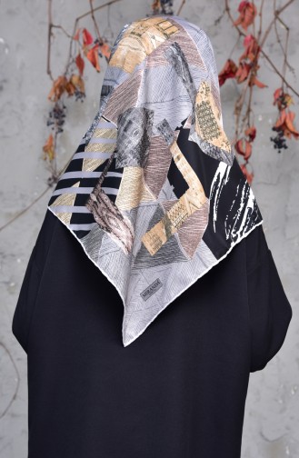 Patterned Twill Scarf 2143-07 Gray Black 2143-07
