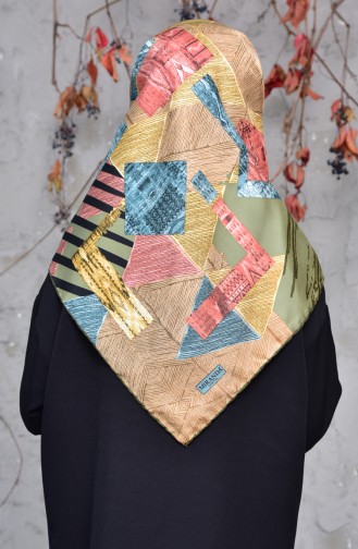 Patterned Twill Scarf 2143-11 Milk Coffee 2143-11