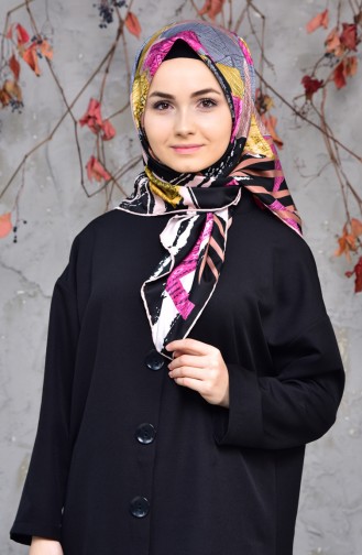 Echarpe Twill a Motifs 2143-12 Gris Fushia 2143-12