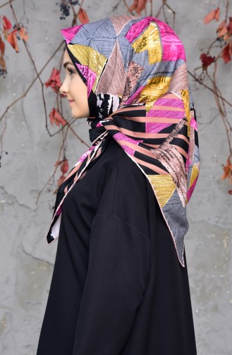 Echarpe Twill a Motifs 2143-12 Gris Fushia 2143-12