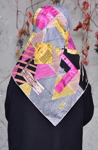 Echarpe Twill a Motifs 2143-12 Gris Fushia 2143-12