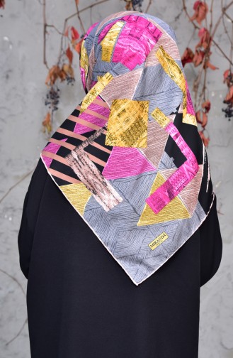 Echarpe Twill a Motifs 2143-12 Gris Fushia 2143-12