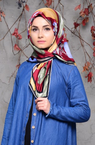 Patterned Rayon Shawl 70087-06 Claret Red Black 70087-06