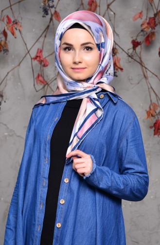 Patterned Rayon Shawl 70087-10 Baby Blue Navy Blue 70087-10