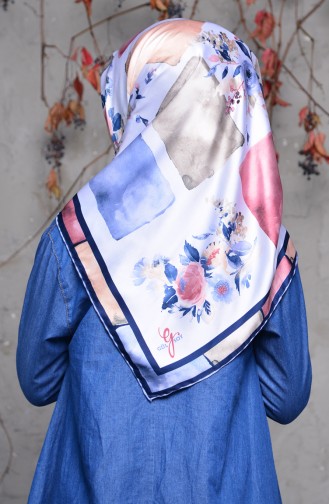 Patterned Rayon Shawl 70087-10 Baby Blue Navy Blue 70087-10