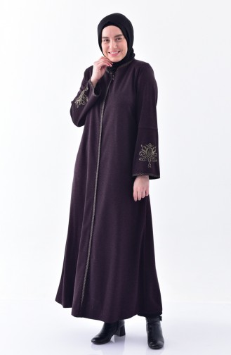 Plus Size Embroidered Abaya 12521-02 Purple 12521-02