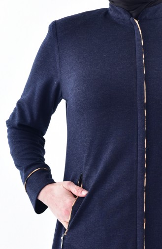 Plus Size Zippered Winter Abaya 15916-01 Navy Blue 15916-01