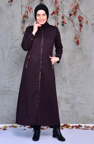 Abaya Hivernal a Fermeture Grande Taille 15916-06 Pourpre 15916-06