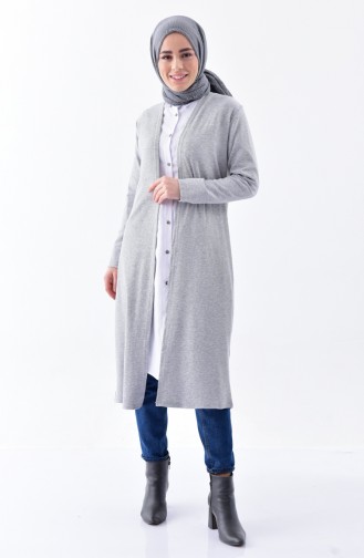 Long Gilet a Rayure 7007-01 Gris 7007-01
