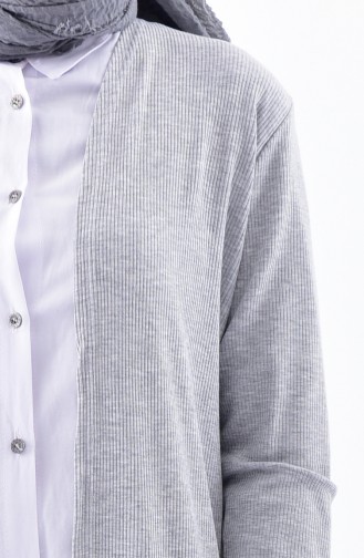 Long Gilet a Rayure 7007-01 Gris 7007-01