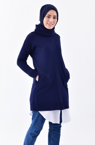 Polo-Neck Knitwear Sweater 9021-05 Navy Blue 9021-05