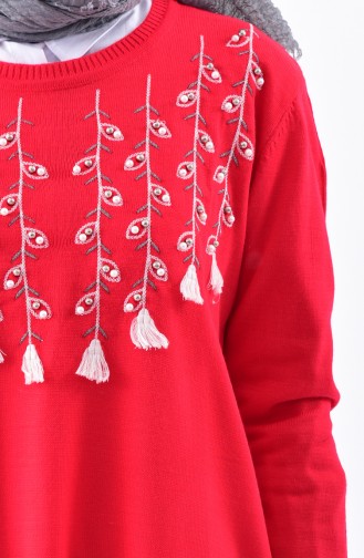 Pull Tricot Perlés 14148-01 Rouge 14148-01