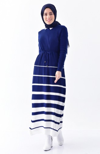Navy Blue Hijab Dress 9102-02