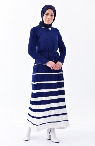 Navy Blue Hijab Dress 9102-02