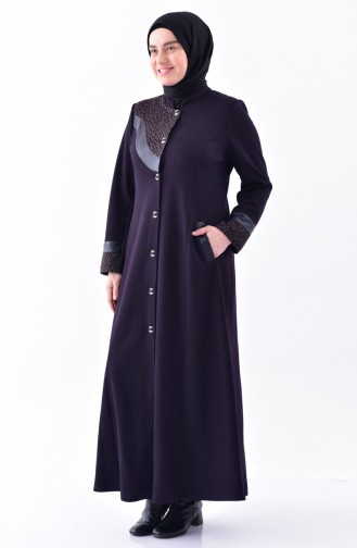 Grosse Grösse Hijab Mantel mit Patchwork  1077-02 Zwetschge 1077-02
