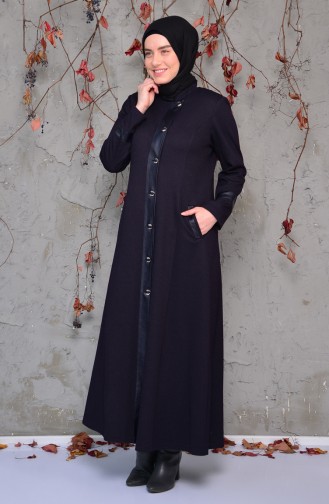 Grosse Grösse Hijab Mantel mit Knopf 1082-04 Zwetschge 1082-04
