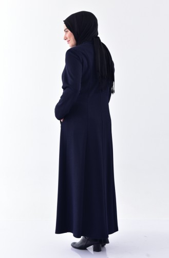 Large Size Garnished Overcoat 1091-01 Navy Blue 1091-01