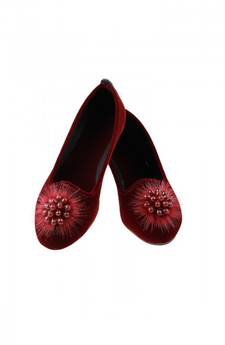 Women Balerina Shoes 0109-03 Claret Red Suede 0109-03