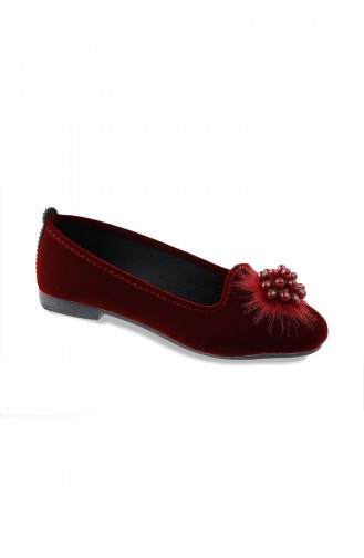 Ballerine Pour Femme 0109-03 Bordeaux Daim 0109-03