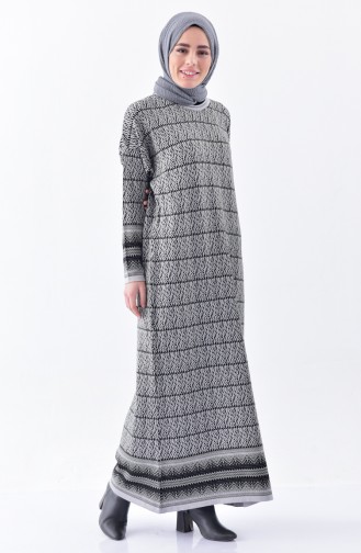 Knitwear Patterned Dress 1029-01 Gray 1029-01