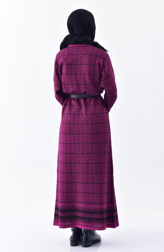 Knitwear Patterned Dress 1029-02 Damson 1029-02