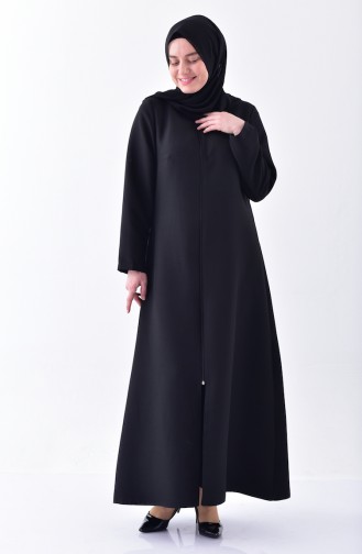 Plus Size Zippered Abaya 4429-01 Black 4429-01