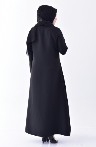 Plus Size Zippered Abaya 4429-01 Black 4429-01