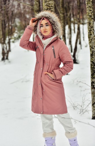 Hooded Padded Cote 6007-01 Rose Dry 6007-01