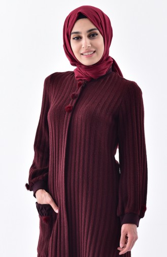 SUKRAN Pocket Knitwear Cardigan 35878-02 Claret Red 35878-02