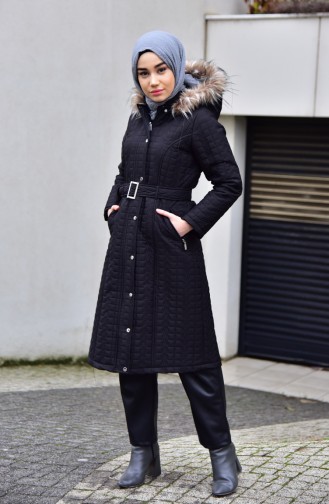 Hooded lined Coat 15043-03 Black 15043-03