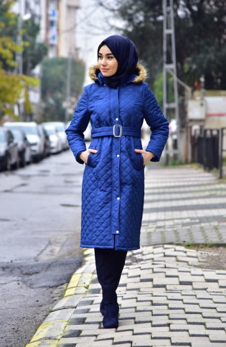 Furry Padded Coat 0110-03 Indigo 0110-03