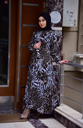 Kleid mit Leopardenmuster 0078-01 Braun 0078-01