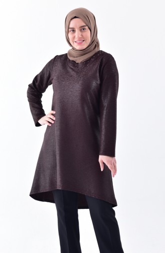 Plus Size Asymmetric Tunic 2193-01 Brown 2193-01