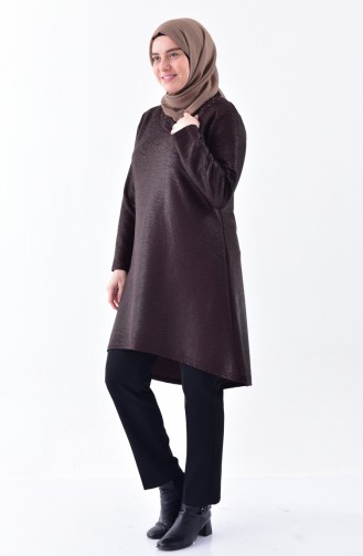 Plus Size Asymmetric Tunic 2193-01 Brown 2193-01