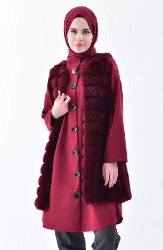 Curved Fur Vest 70127-03 Burgundy 70127-03