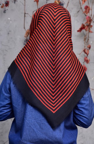Striped Patterned  Cotton Scarf  2137-01 Red 2137-01