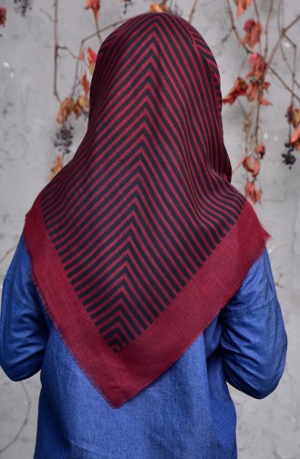 Striped Patterned Cotton Scarf  2137-02 Maroon 2137-02
