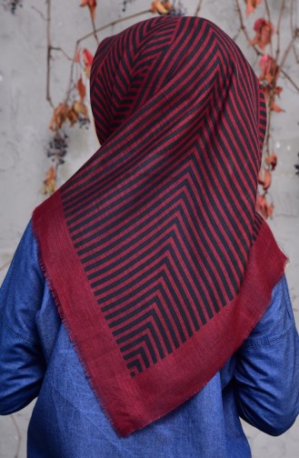 Striped Patterned Cotton Scarf  2137-02 Maroon 2137-02