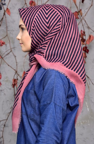 Line Patterned Flamed Cotton Scarf 2137-06 Rose Dry 2137-06