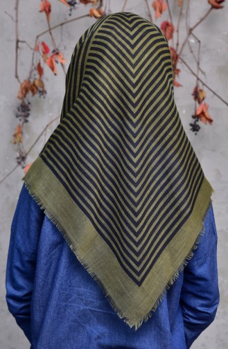 Line Patterned Flamed Cotton Scarf 2137-12 Light Khaki Green 2137-12