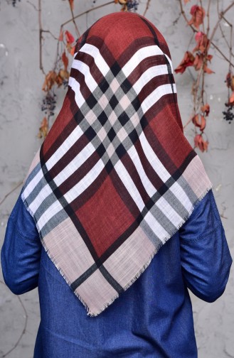 Stripe Patterned Cotton Scarf 2141-05 Brown 2141-05