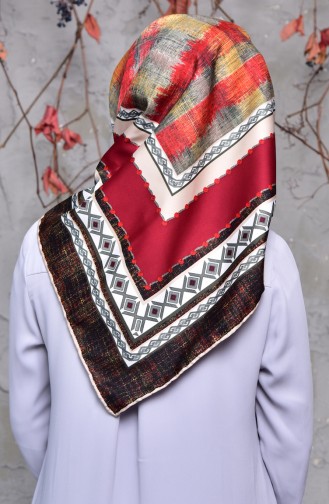 Patterned Twill Scarf 2142-12 Beige Cherry 2142-12