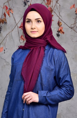 Cotton Scarf 2144-07 Claret Red Navy Blue 2144-07