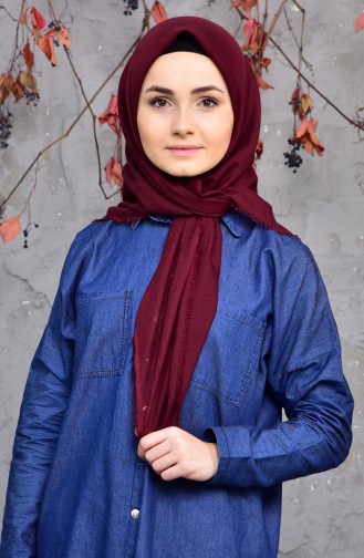 Cotton Scarf  2144-11 	Maroon 2144-11