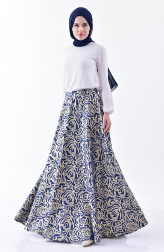 Patterned Flared Skirt 7228-04 Saxe 7228-04
