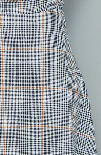 Plaid Patterned Flared Skirt 8104-02 Mustard 8104-02